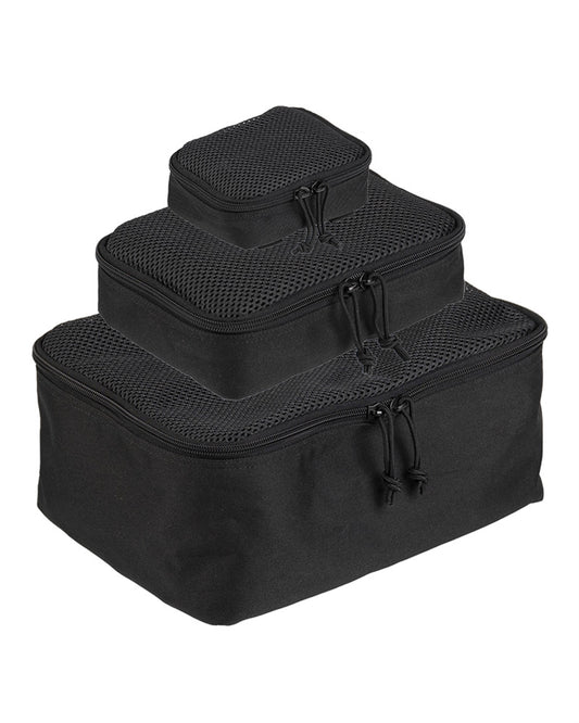 Set 3 Organizatoare din Plasă Mil-Tec – Fermoar, MOLLE, Negru