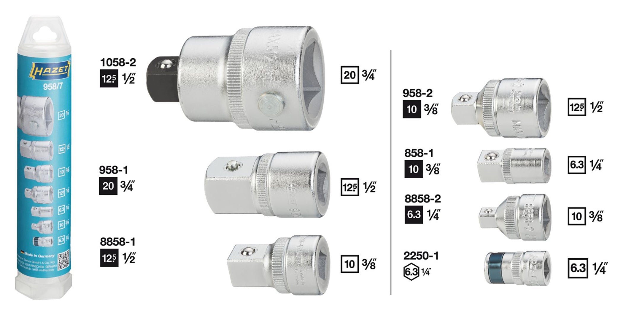 Set Adaptoare 7 Piese Hazet - Versatilitate Germană