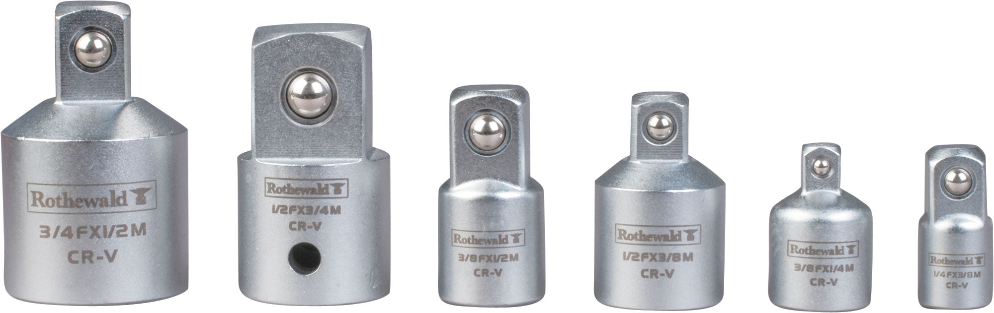 Set Adaptoare Chei Tubulare Rothewald - Crom-Vanadiu, 6 Piese