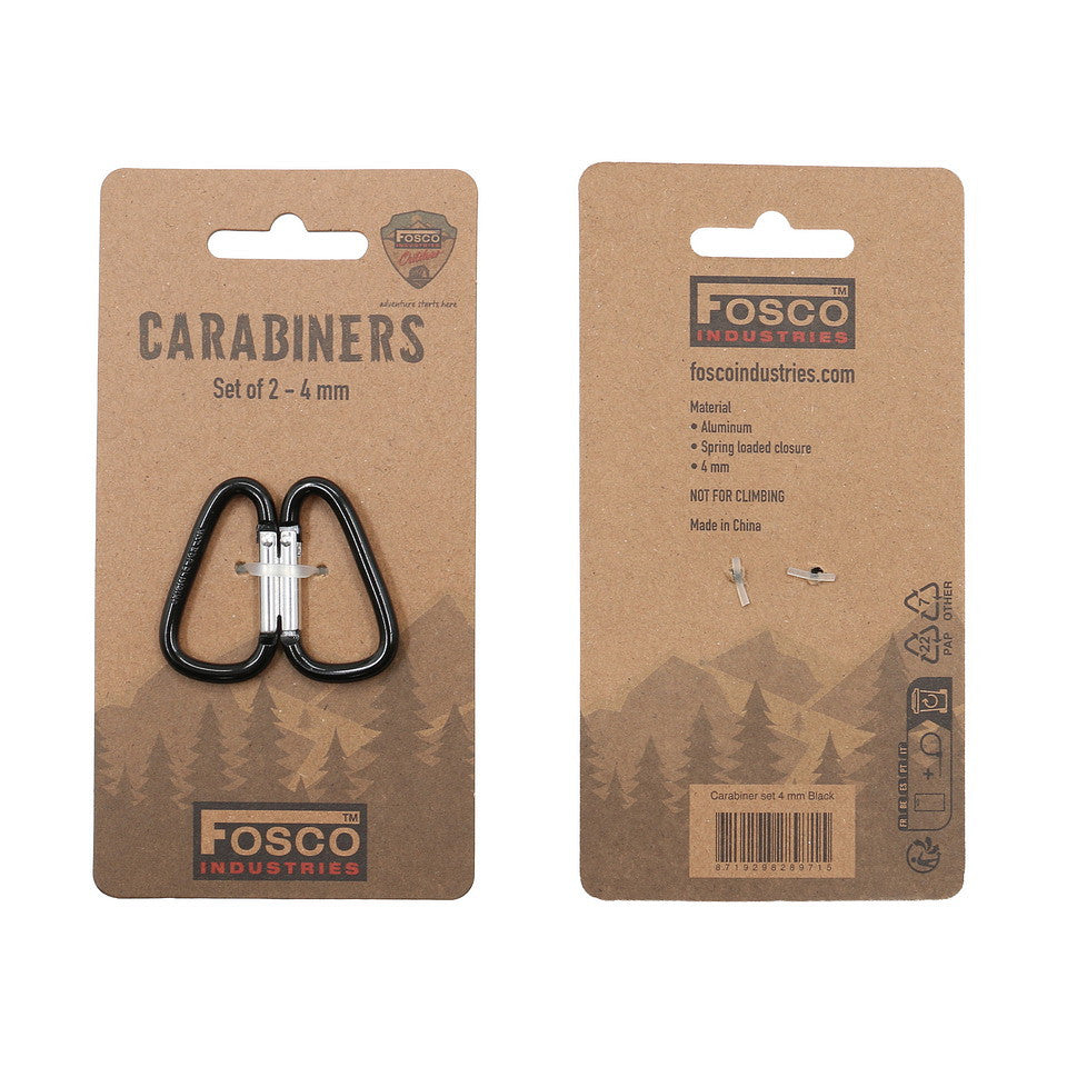 Set Carabiniere Karabijnhaken 4mm Negru - Organizează-ți Echipamentul Eficient