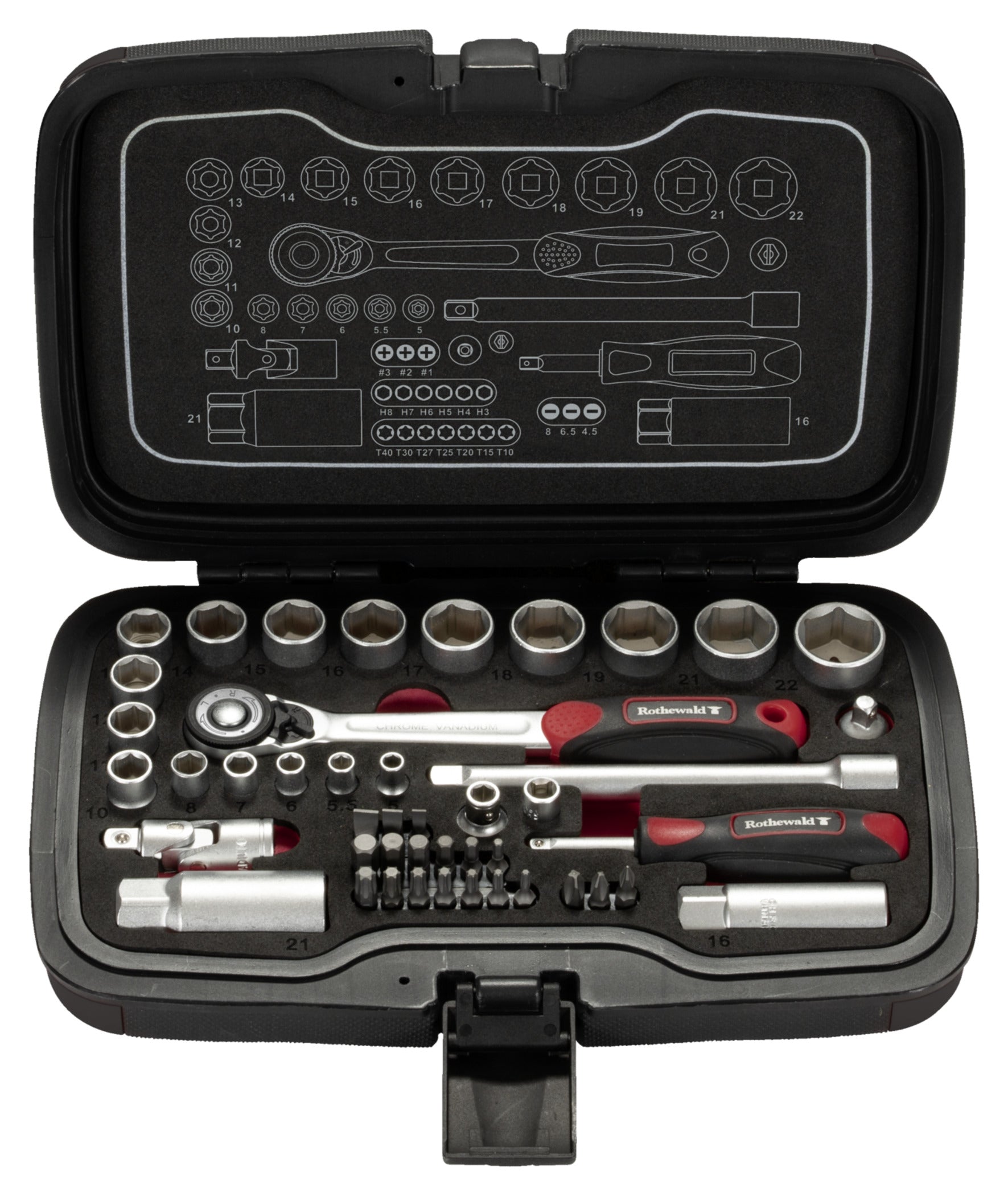 Set Chei Tubulare 45 piese Rothewald - Compact & Versatil