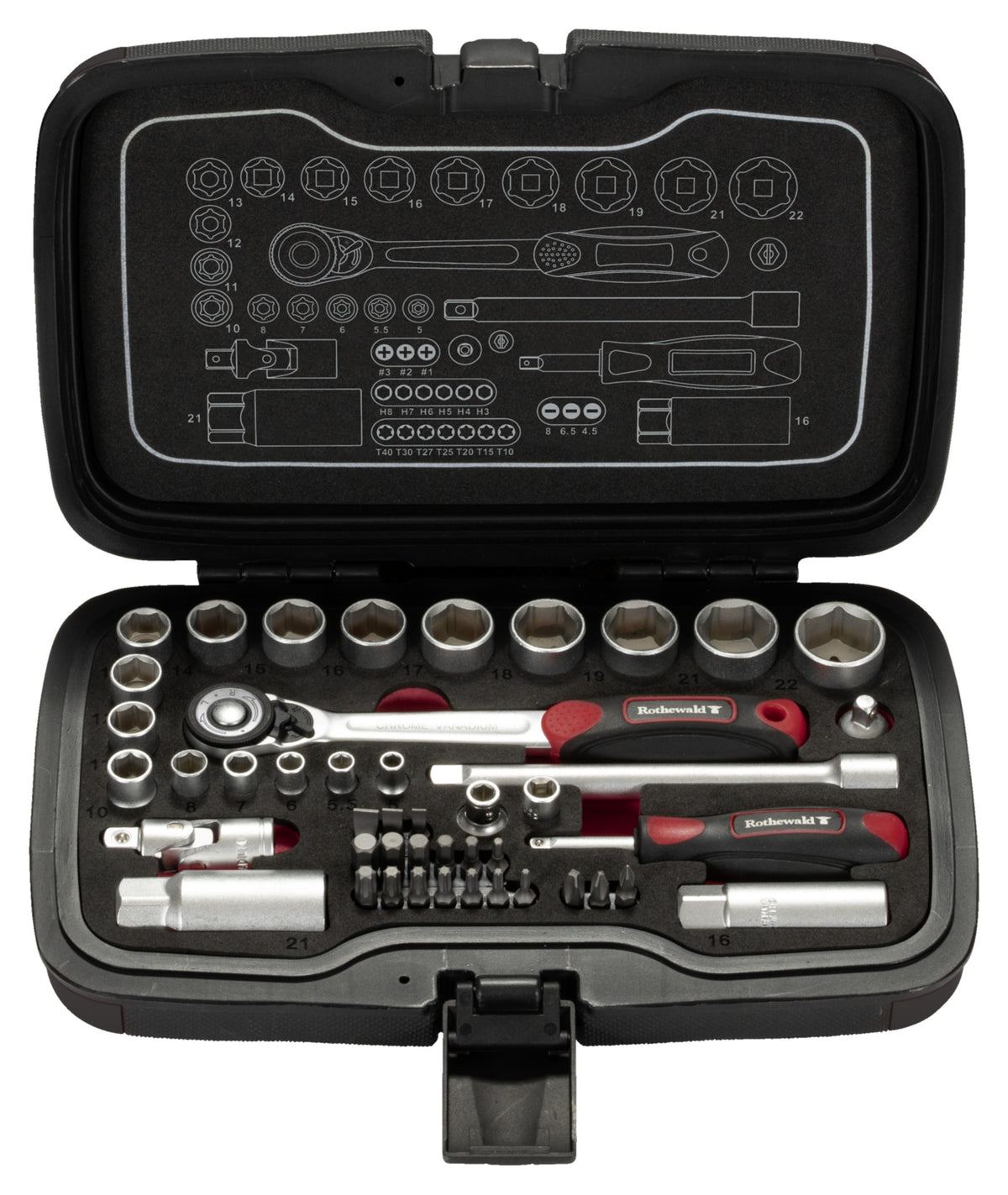 Set Chei Tubulare 45 piese Rothewald - Compact & Versatil