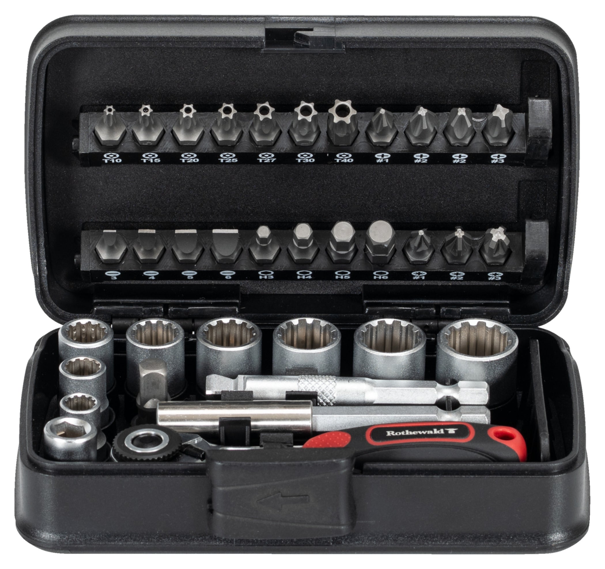 Set Chei Tubulare cu Biți 1/4" Rothewald - 35 Piese, Compact