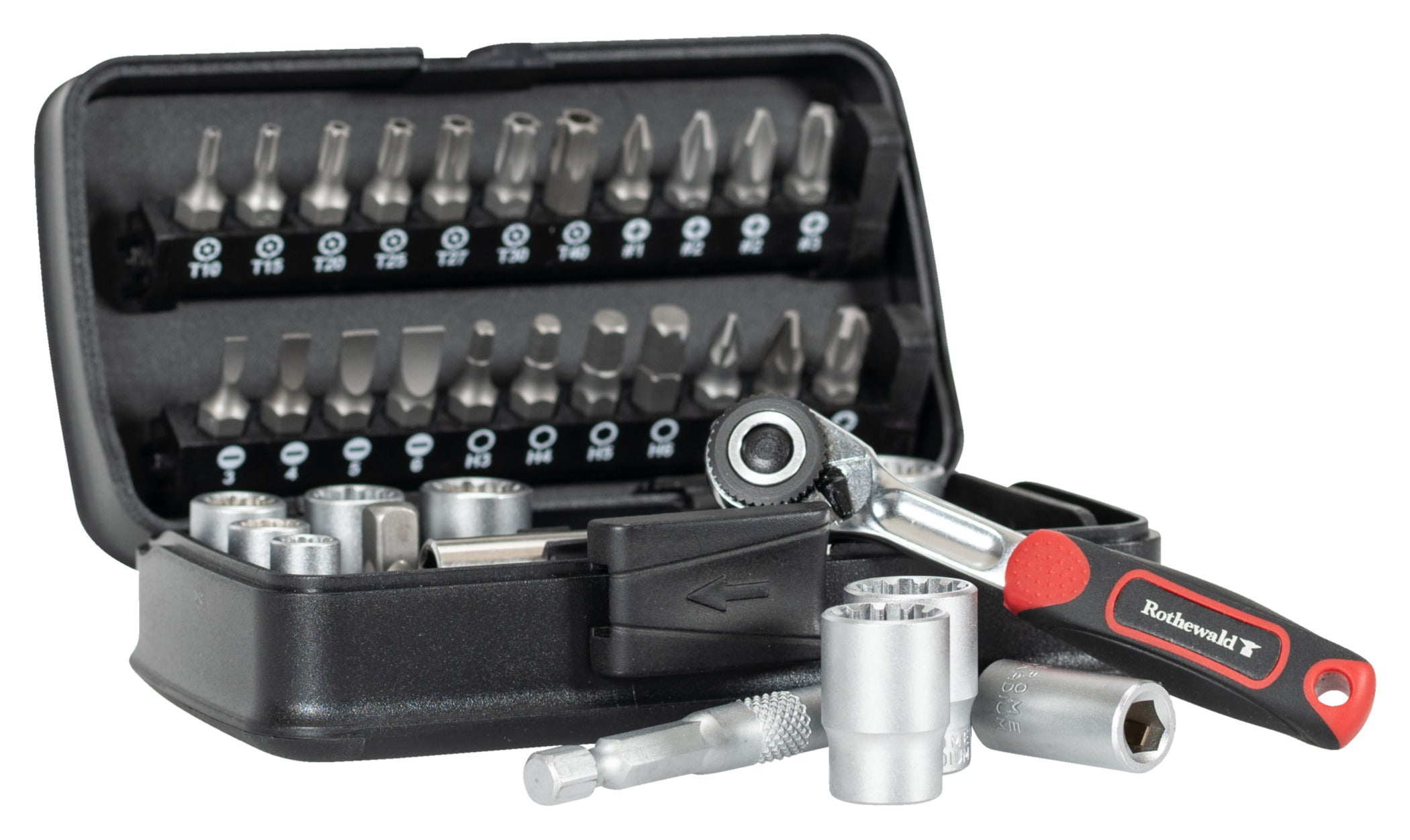 Set Chei Tubulare cu Biți 1/4" Rothewald - 35 Piese, Compact
