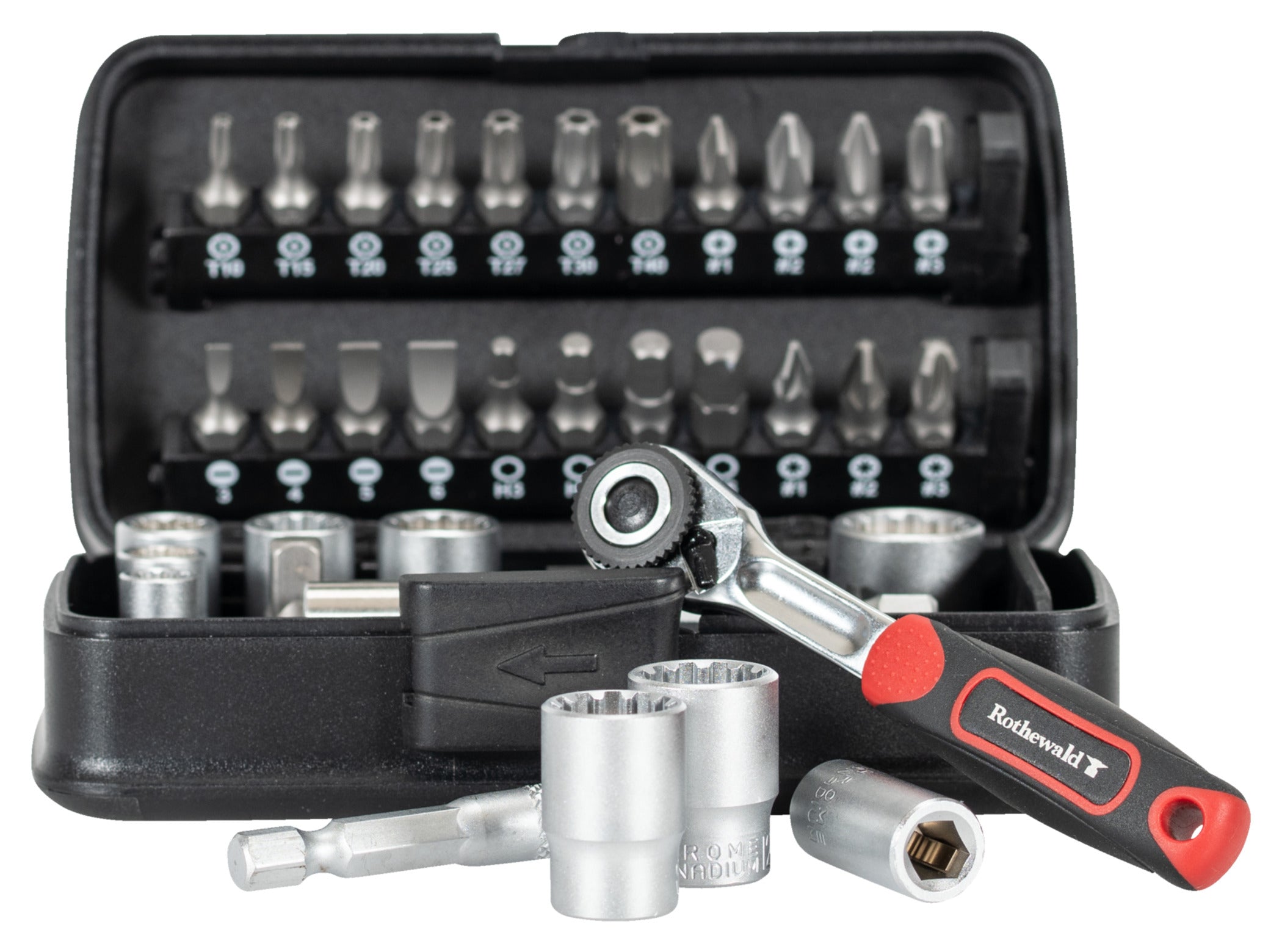 Set Chei Tubulare cu Biți 1/4" Rothewald - 35 Piese, Compact