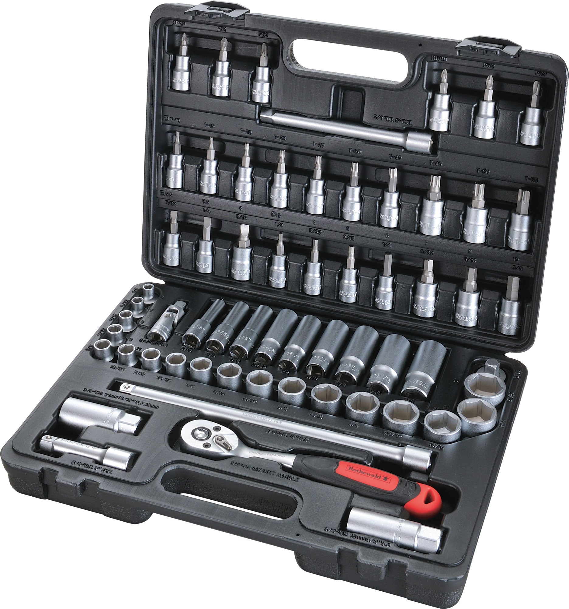 Set Chei Tubulare Profesionale Rothewald - Inch, 61 piese
