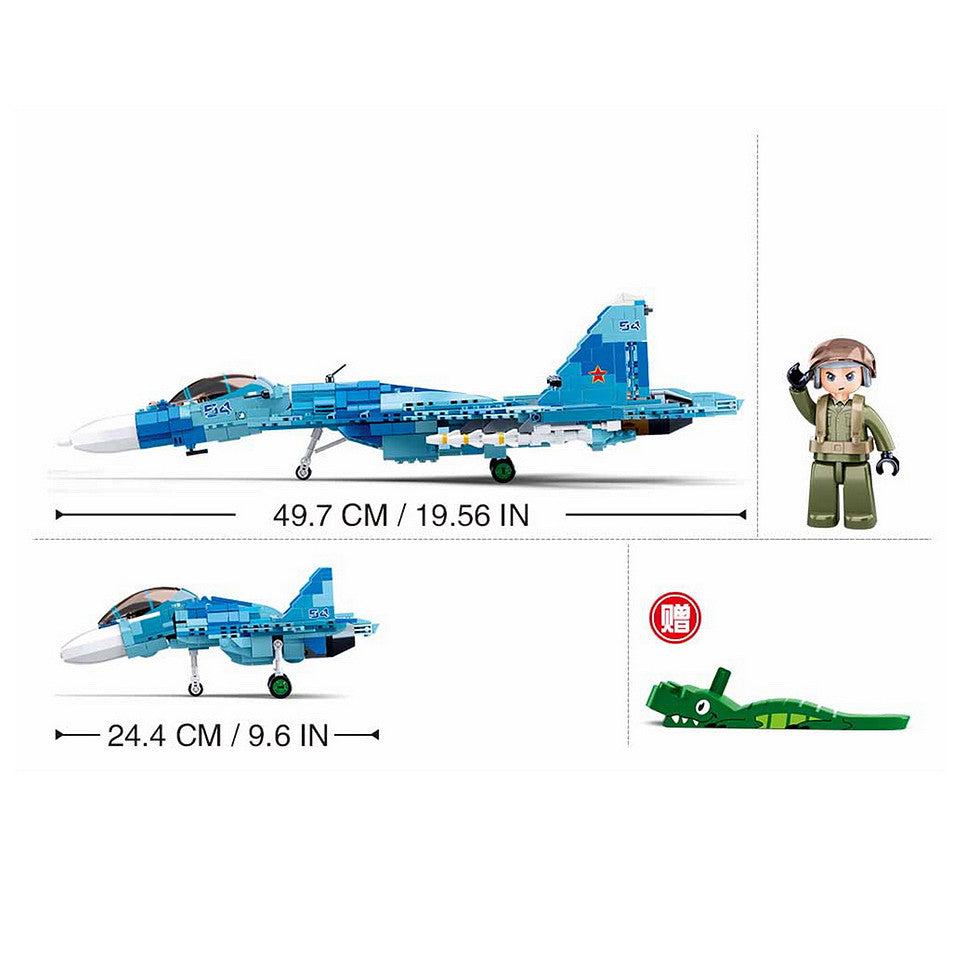 Set Constructie Avion Lupta Sluban blue jet fighter - Superioritate Aeriana