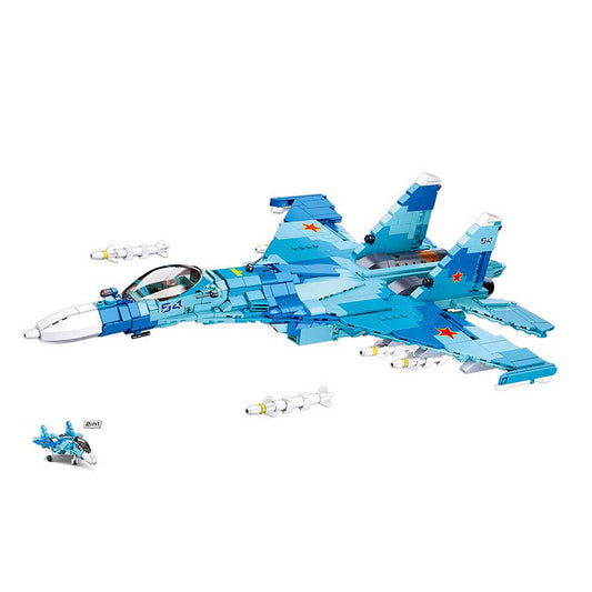 Set Constructie Avion Lupta Sluban blue jet fighter - Superioritate Aeriana