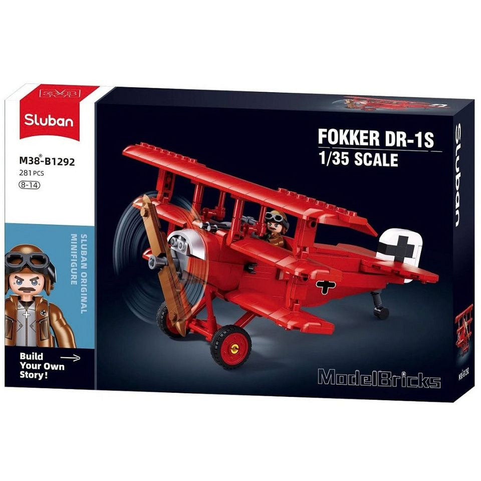 Set de Construcție Fokker DR-1S Sluban Roșu – 281 de Piese, Scară 1:35 - poza 4