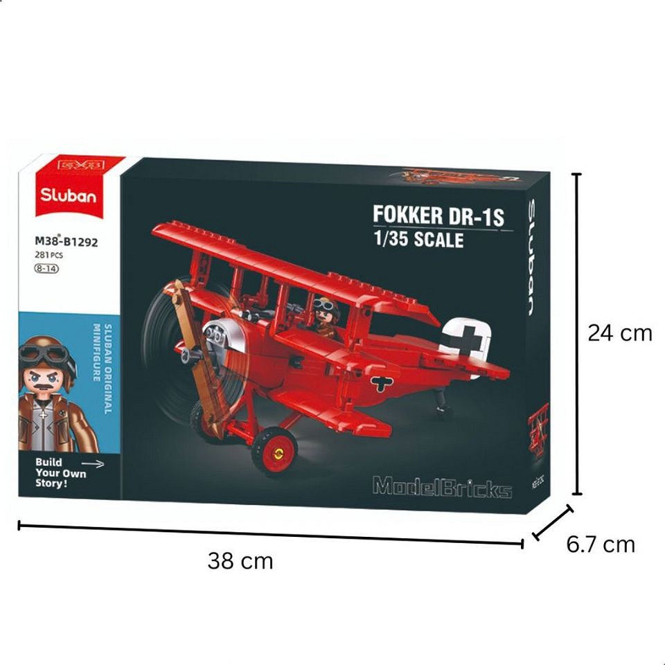 Set de Construcție Fokker DR-1S Sluban Roșu – 281 de Piese, Scară 1:35 - poza 5