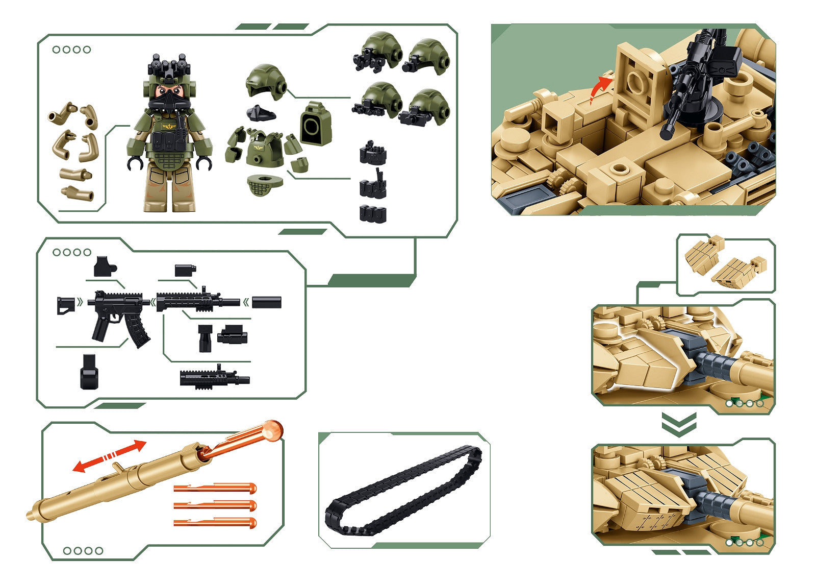 Set de Construcție Tanc Type 15 Lichte Sluban M38-B1577 – 411 Piese, Scară 1:45 - poza 7