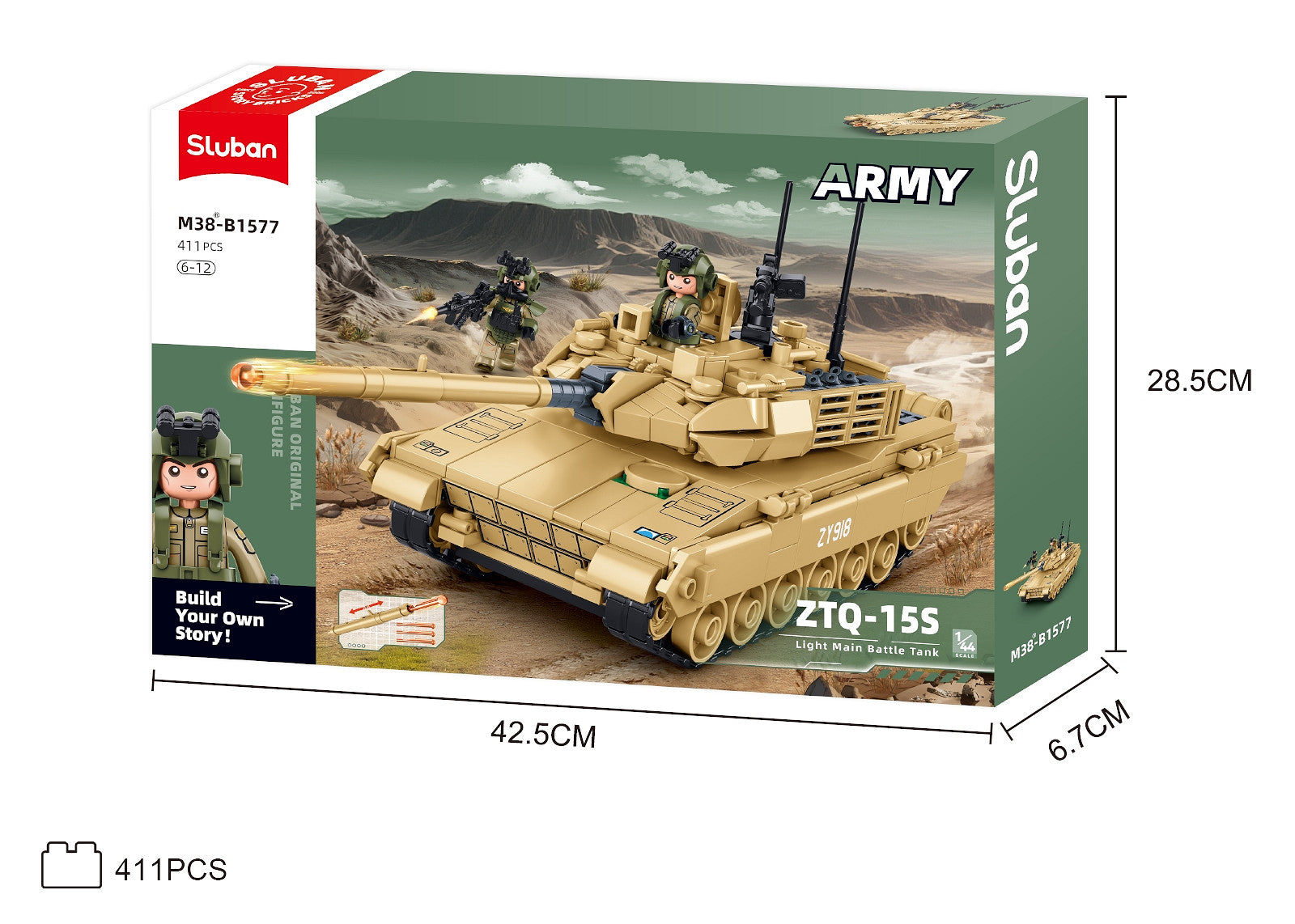 Set de Construcție Tanc Type 15 Lichte Sluban M38-B1577 – 411 Piese, Scară 1:45 - poza 9