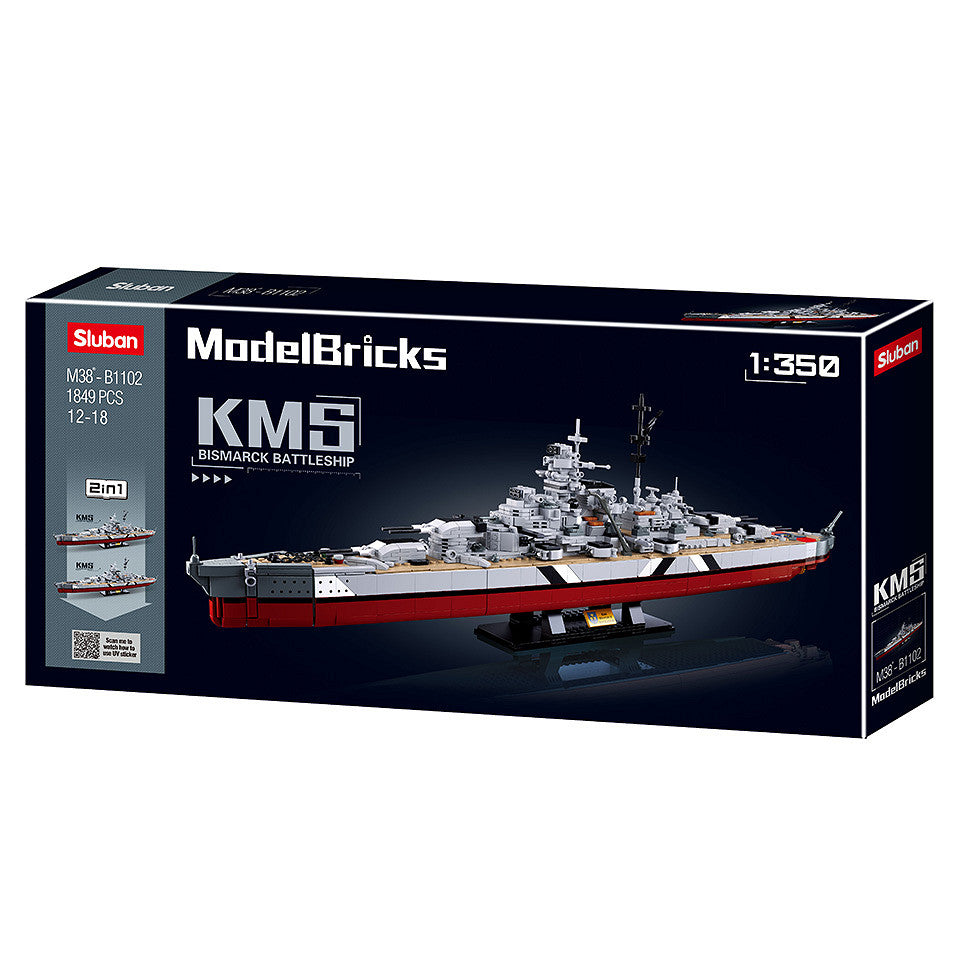 Set Construcție Sluban Bismarck Battleship 2 in 1 - Dominația Navală la Degetele Tale