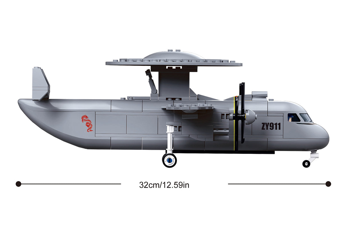 Set de Construcție Avion KJ-600 AEW Sluban – Scară 1:55, Elice Rotative - poza 4