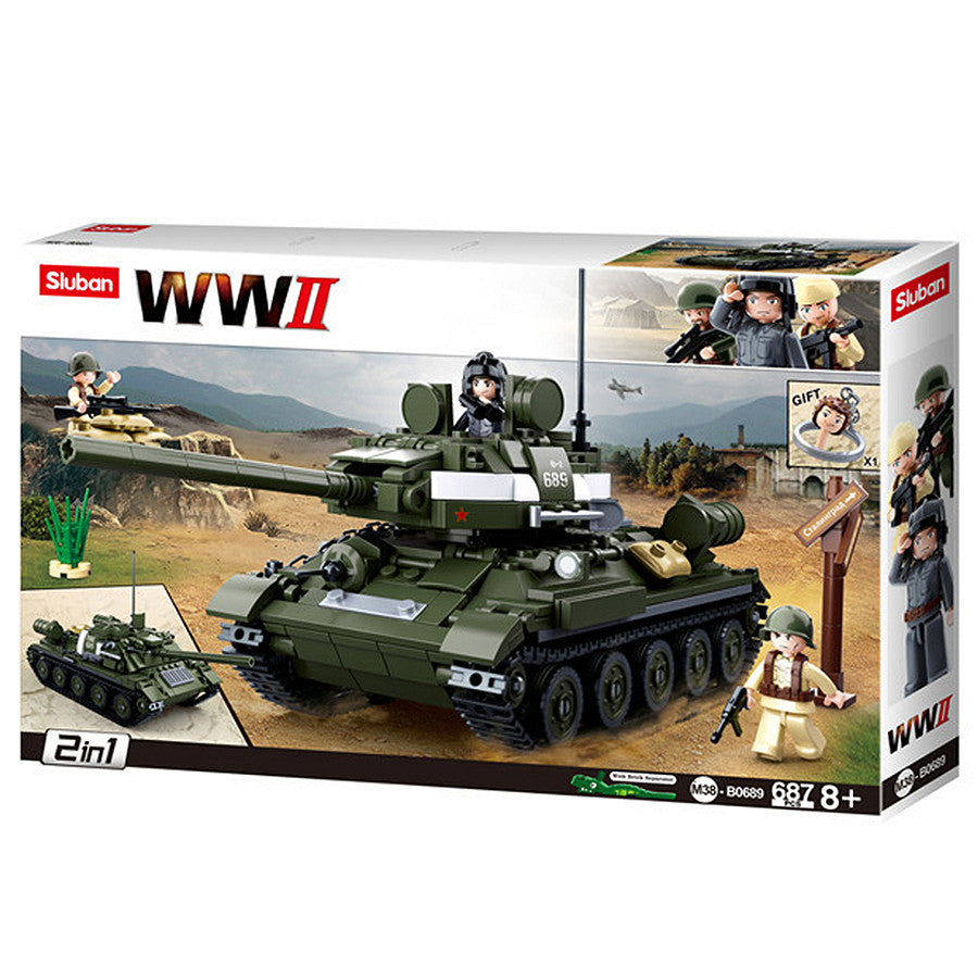 Set Construcție Sluban WWII Allied tank hunter M38-B0689 - Fidelitate Istorică