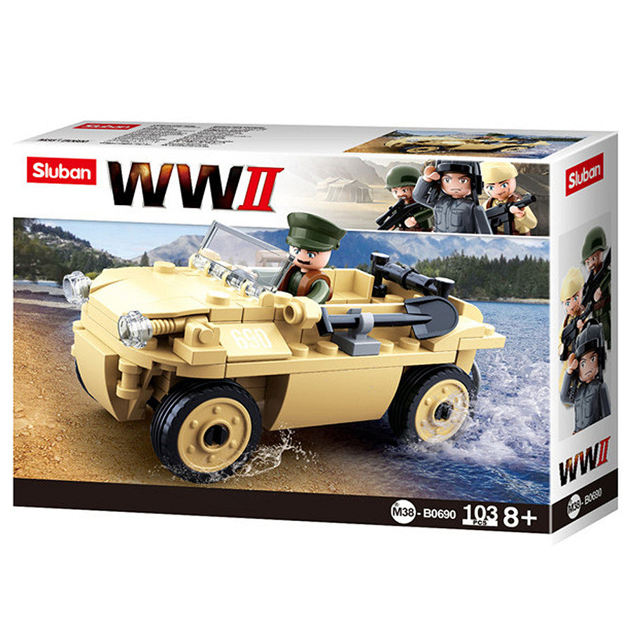 Set Construcție Sluban WWII German Amphibious Vehicle - Recreează Istoria