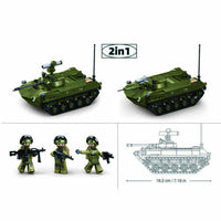 Set de Construcție Vehicul Blindat BMD-2S Sluban – 530 Blocuri, 2 în 1 - poza 4