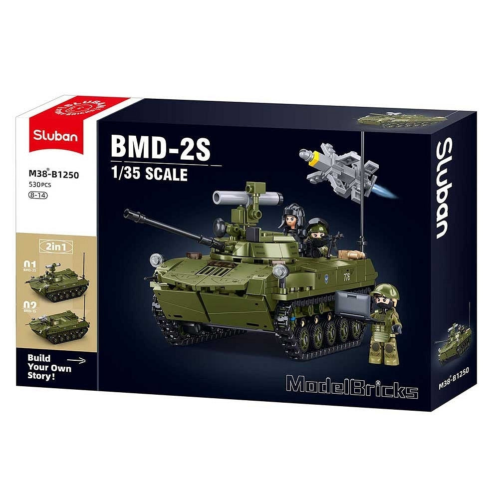 Set de Construcție Vehicul Blindat BMD-2S Sluban – 530 Blocuri, 2 în 1 - poza 5