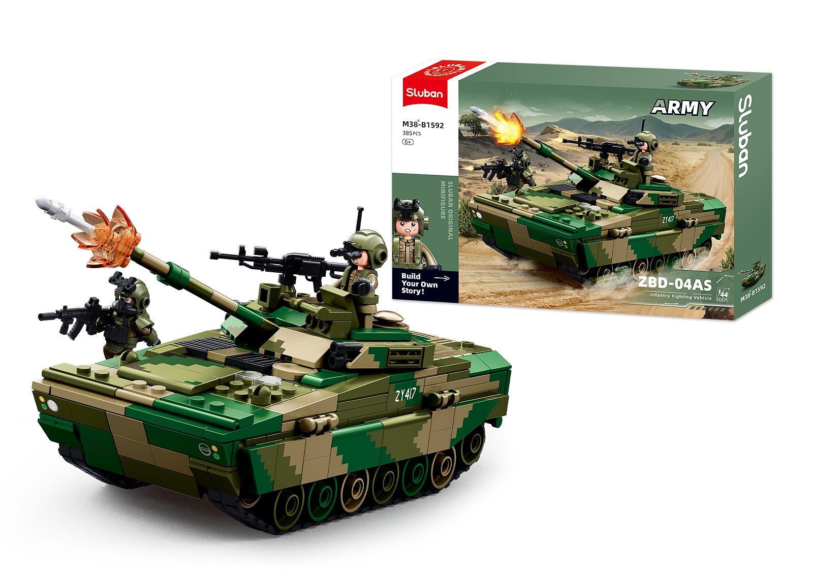 Set de Construcție Vehicul de Luptă ZBD-04AS Sluban – 385 Piese, Scară 1:44 - poza 4