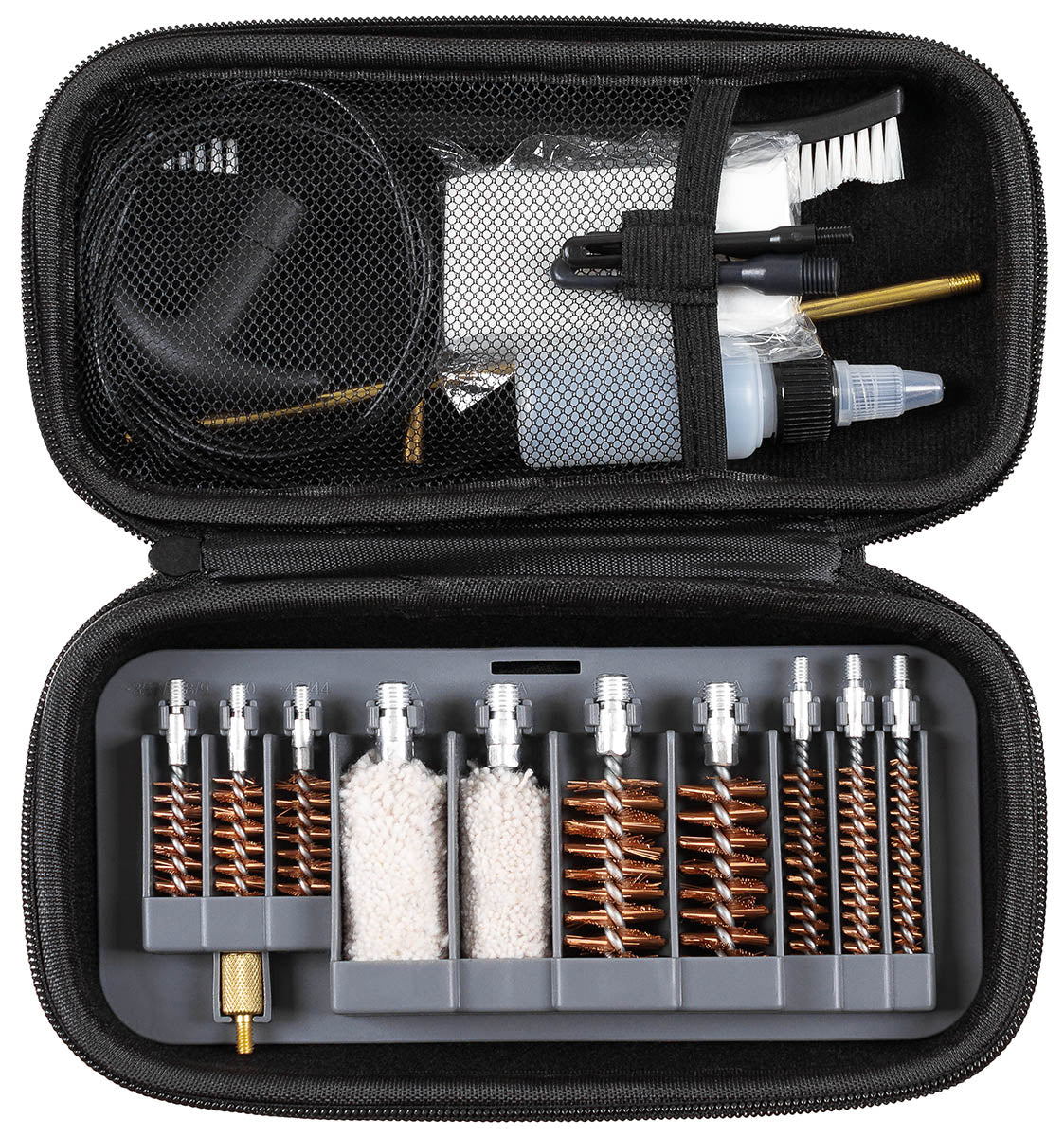 Set Curățare Armă Multicalibru MFH - 8 Perii Bronz, Etui