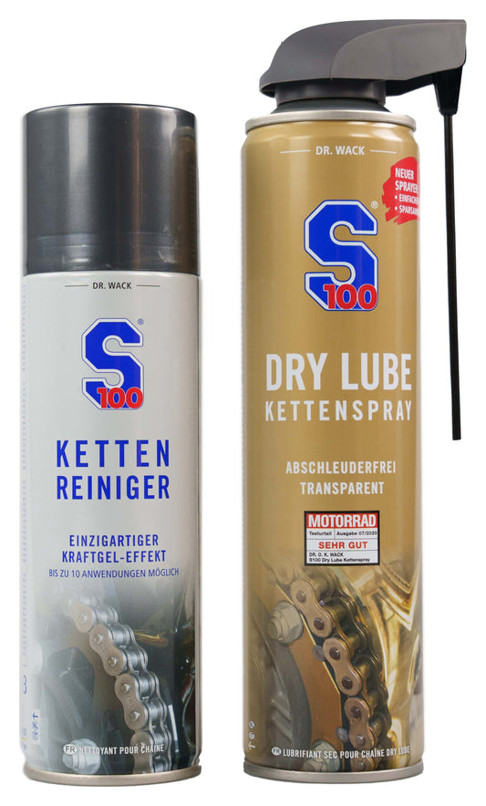Set Curățare și Lubrifiere Lanț S100 Dry Lube - Protecție Avansată