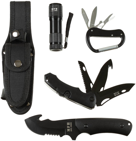Set Cuțite Multifuncțional Negru MFH - Lamă 3Cr13MoV, Mâner detașabil