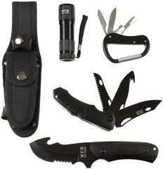 Set Cuțite Multifuncțional Negru MFH - Lamă 3Cr13MoV, Mâner detașabil