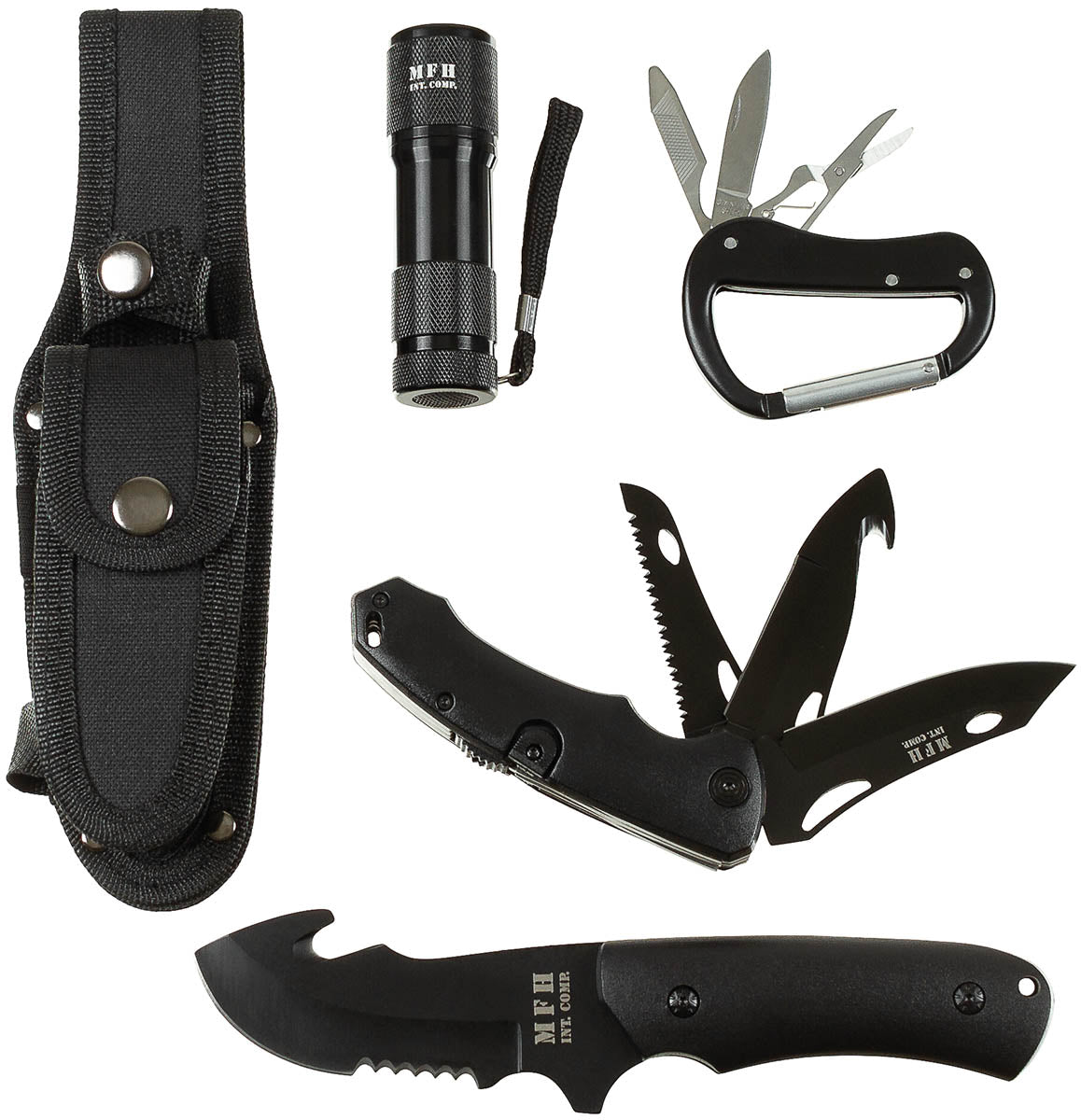 Set Cuțite Multifuncțional Negru MFH - Lamă 3Cr13MoV, Mâner detașabil