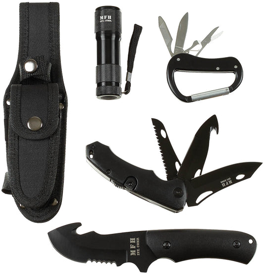 Set Cuțite Multifuncțional Negru MFH - Lamă 3Cr13MoV, Mâner detașabil