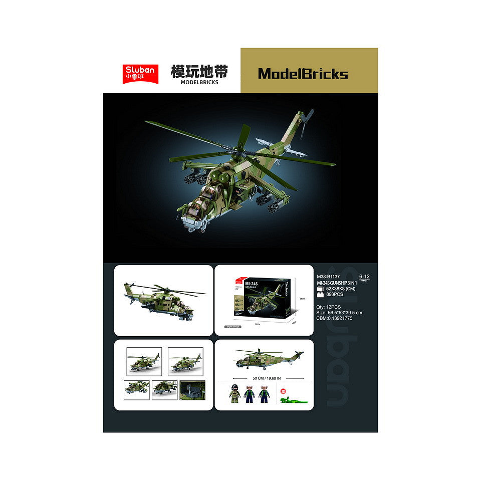 Set de Construcție Sluban MI-24S Gunship M38-B1137 - Dominare Aeriană Tactică