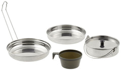 Set de gătit Inox 5 piese MFH - Compact, Mânere pliabile