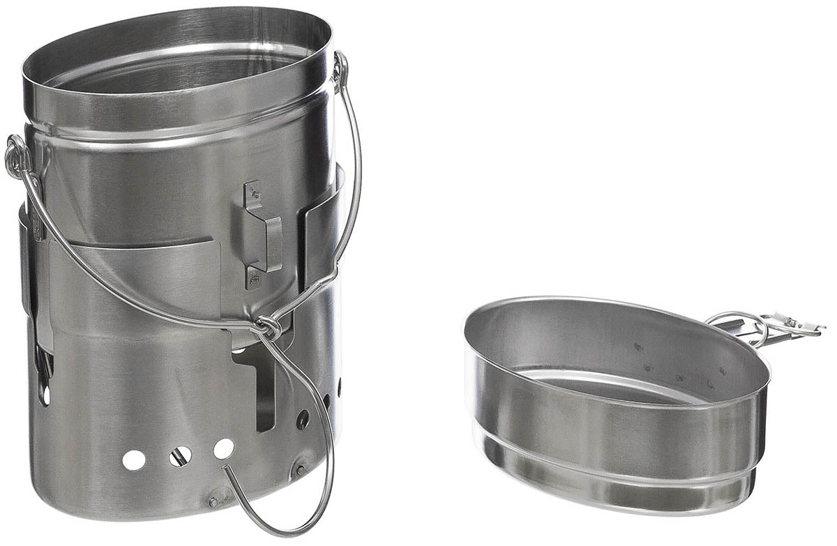 Set de gătit M40 Suedez 3 piese Inox MFH - Oțel Inoxidabil, 1.5L + 600ml