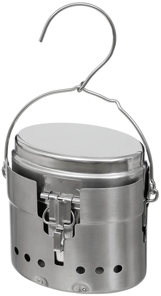 Set de gătit M40 Suedez 3 piese Inox MFH - Oțel Inoxidabil, 1.5L + 600ml