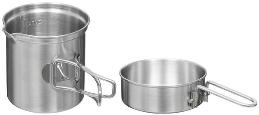 Set de gătit Oală și Tigaie Inox FoxOutdoor - Mânere Pliabile, Volum 1.1L