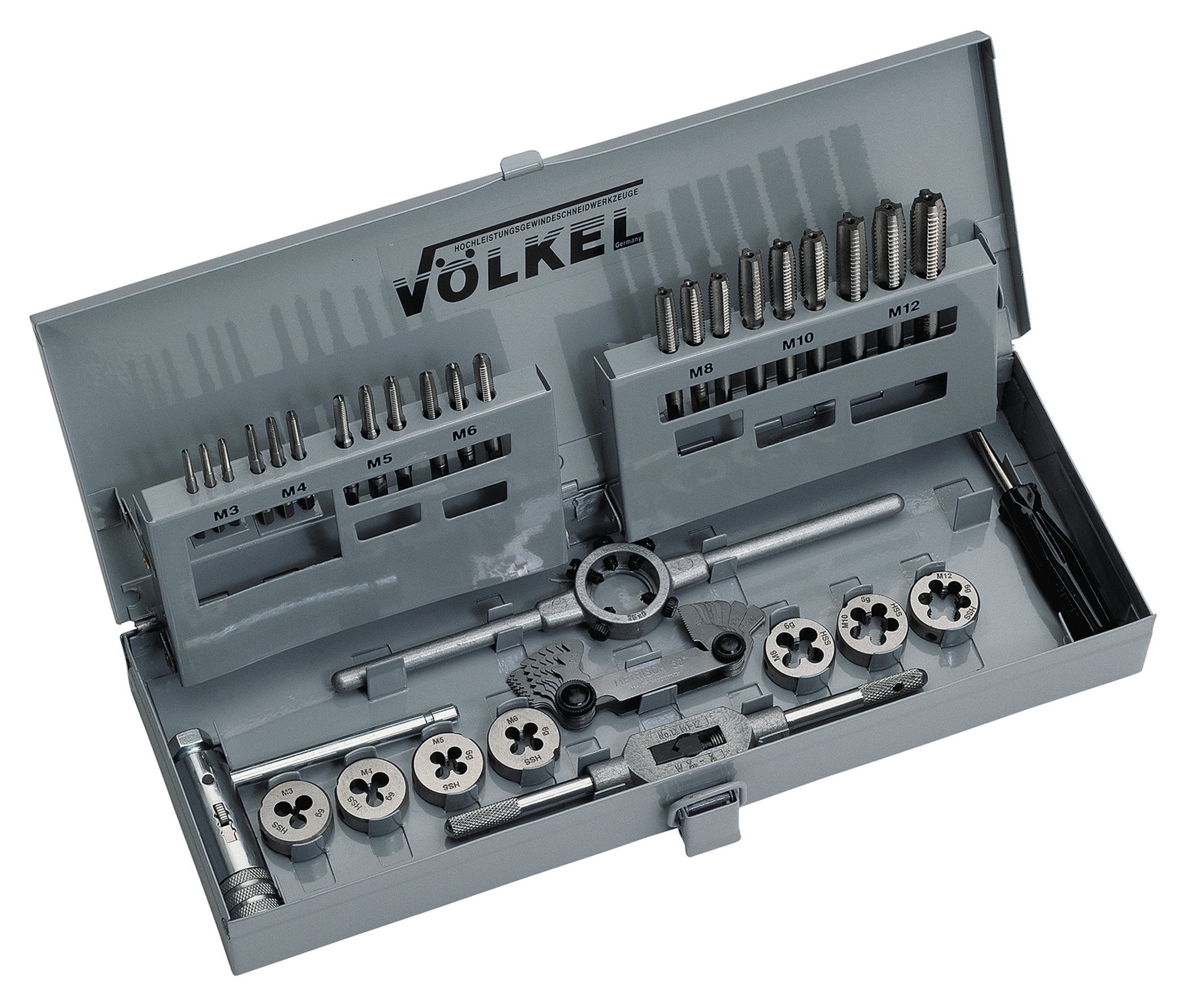 Set Filetare și Tarodare Völkel M3-M12 - 31 Piese HSS