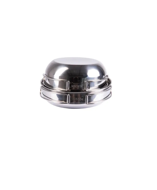 Set Gătit 4 Piese din Inox – Compact, Ușor și Practic pentru Camping
