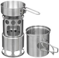 Set Gătit Travel Inox FoxOutdoor - Stivuibil, Mâner Pliabil