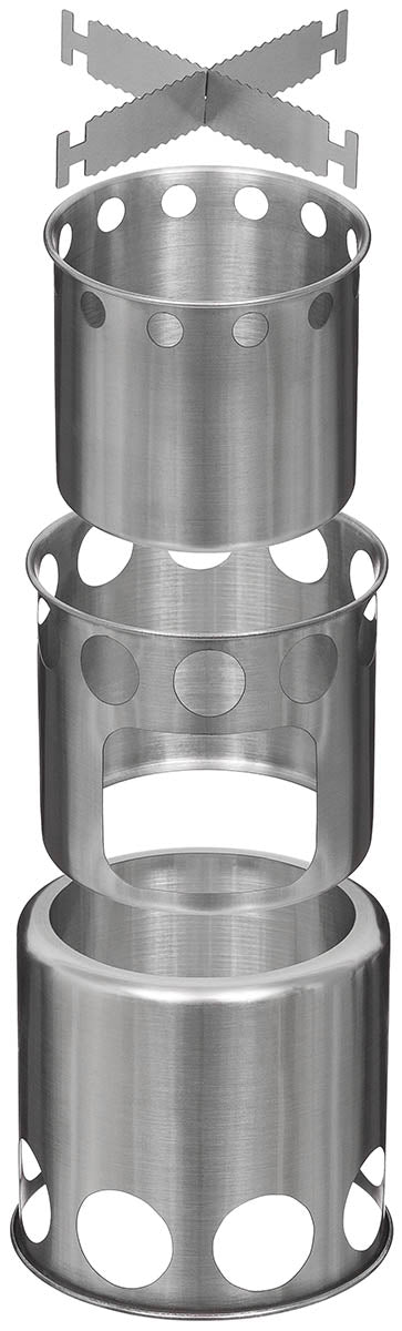 Set Gătit "Travel" Inox FoxOutdoor - Stivuibil, Mâner Pliabil