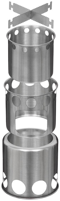 Set Gătit Travel Inox FoxOutdoor - Stivuibil, Mâner Pliabil