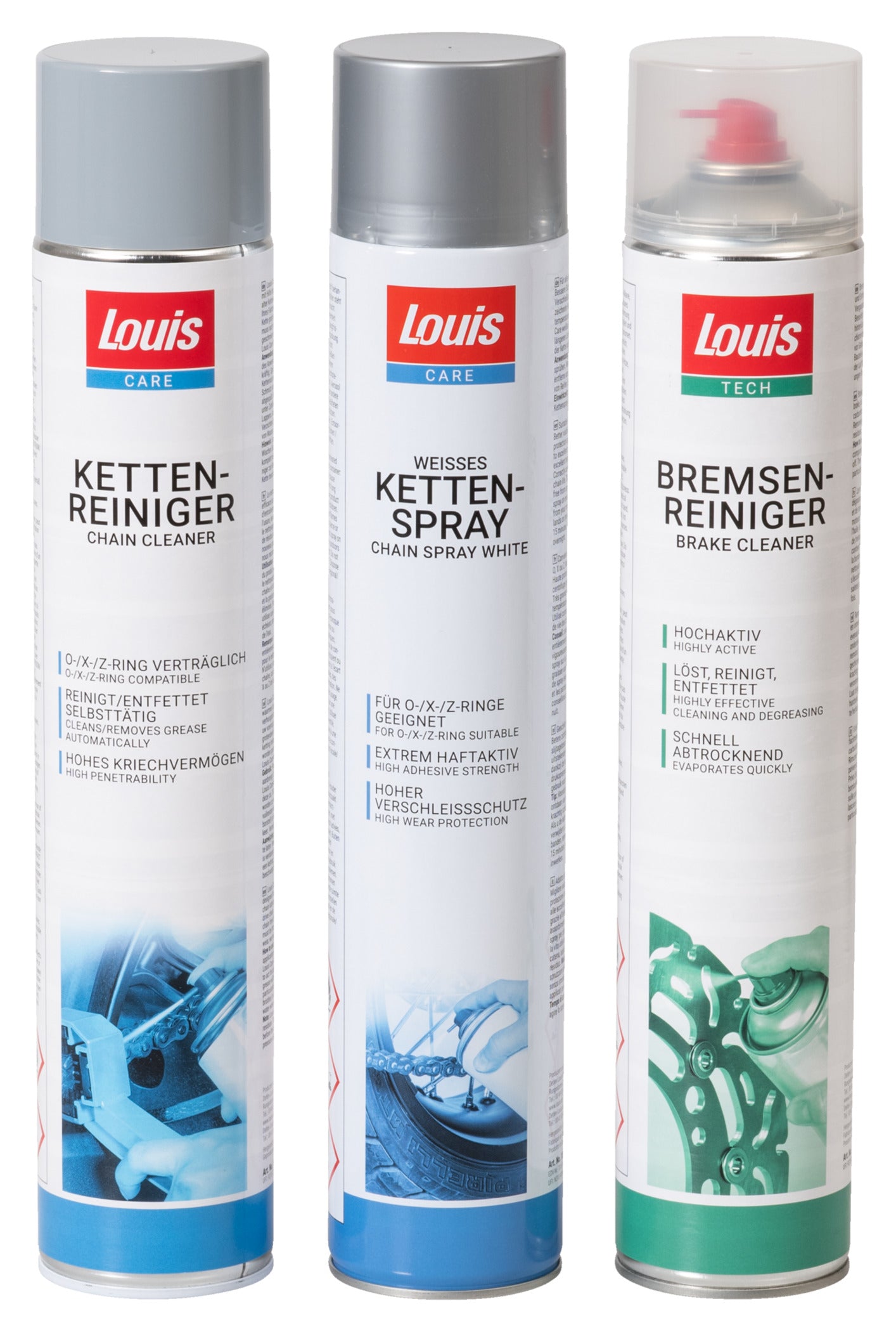 Set Întreținere Moto 3 Piese Louis - Curățare și Lubrifiere Lanț