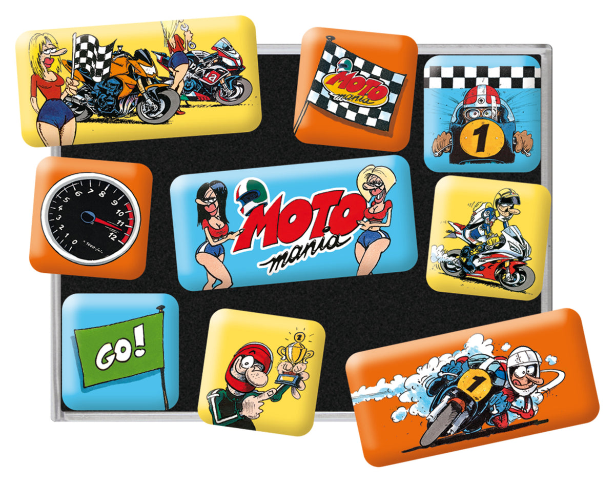 Set Magneți MOTOmania pentru Frigider - Decor Moto Amuzant