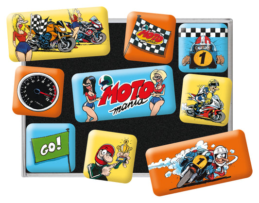 Set Magneți MOTOmania pentru Frigider - Decor Moto Amuzant