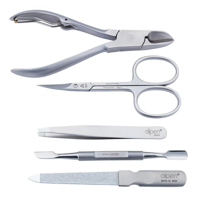 Set Manichiură Alpen Maniküre-Set 5-teilig - Oțel Inoxidabil, Cu Etui Piele