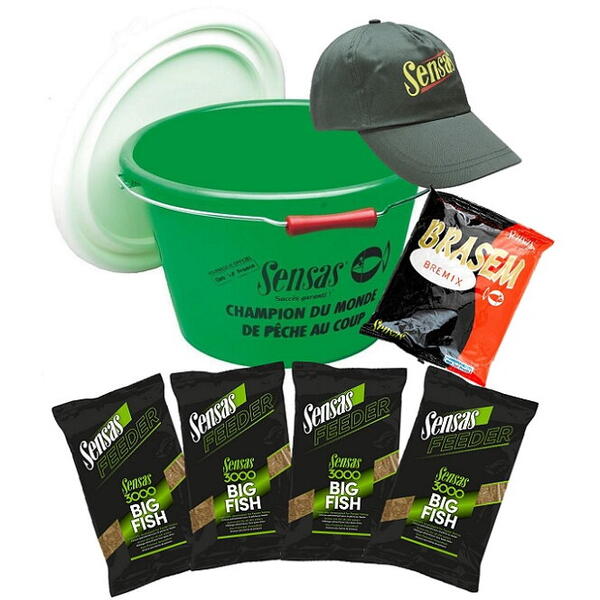 Set Pescuit Nada Big Fish Sensas - Găleată, Șapcă, Nadă 4kg, Bremix - 1