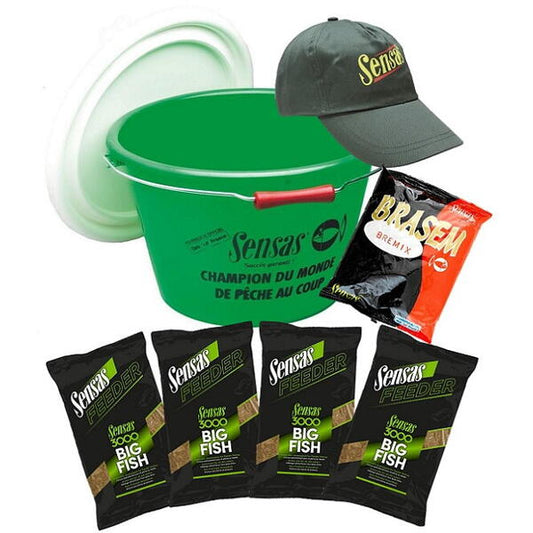 Set Pescuit Nada Big Fish Sensas - Găleată, Șapcă, Nadă 4kg, Bremix - 1