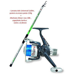 Set Pescuit Telescopic Lineaeffe - Lanseță 3.60m, Mulinetă Shiver 40