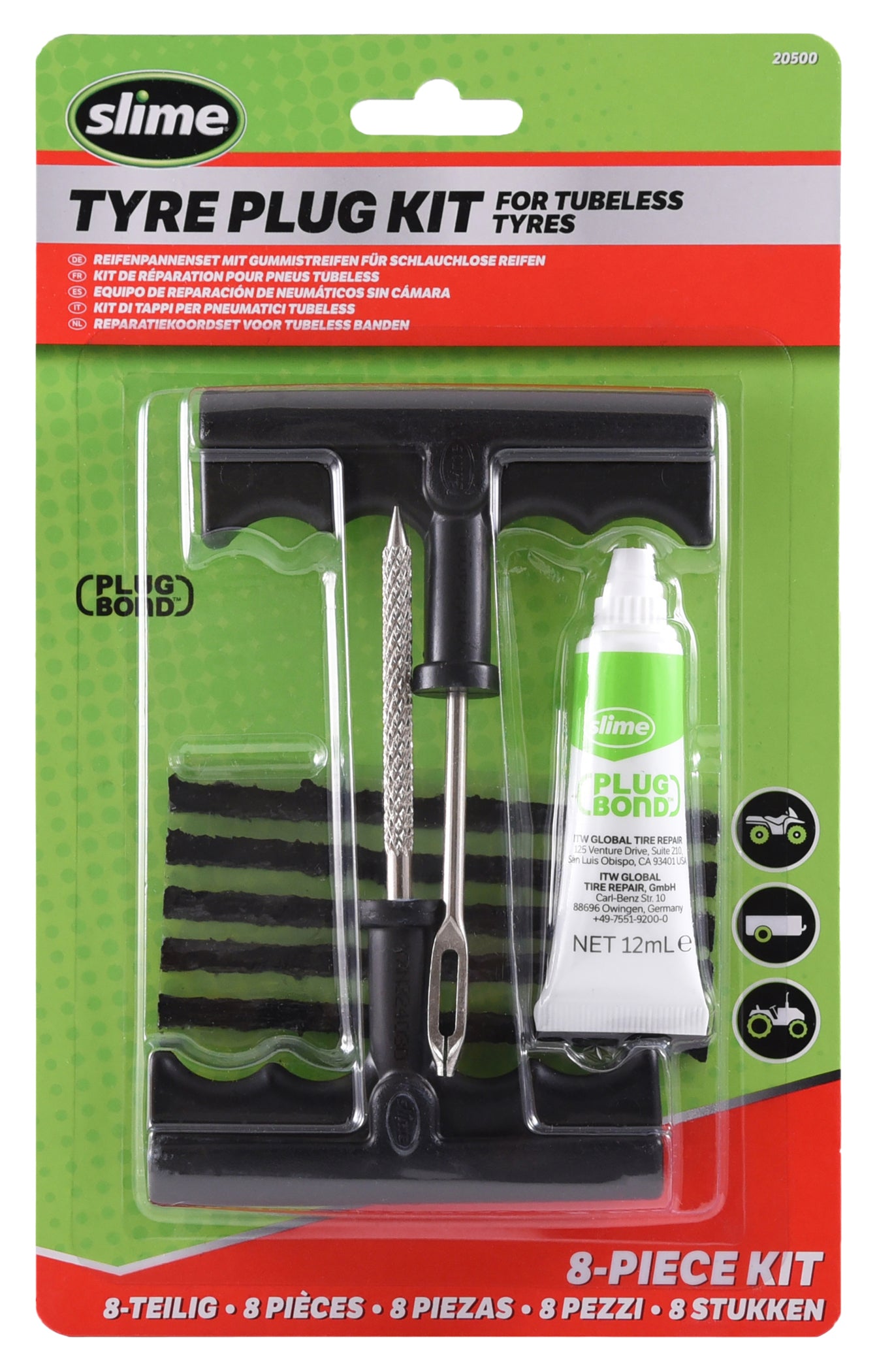Set Reparații Pană Anvelopă Slime - Soluție Rapidă Moto