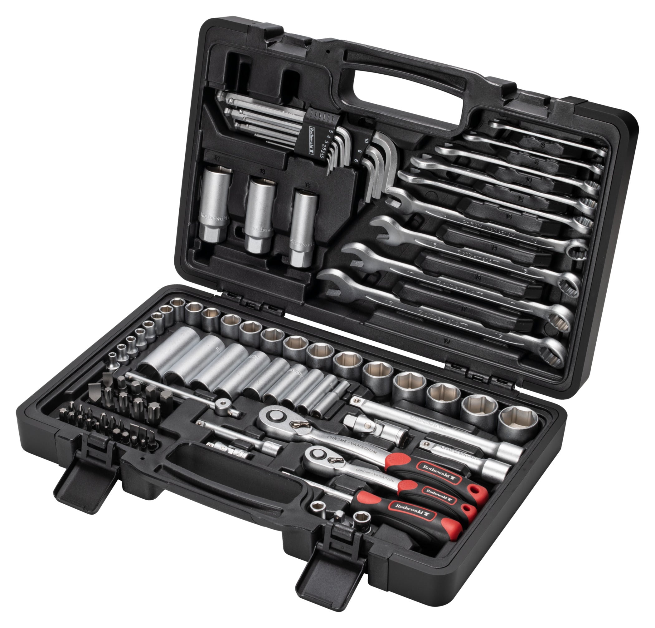Set Scule Moto 92 Piese Rothewald - Crom-Vanadiu, Flanc-Grip