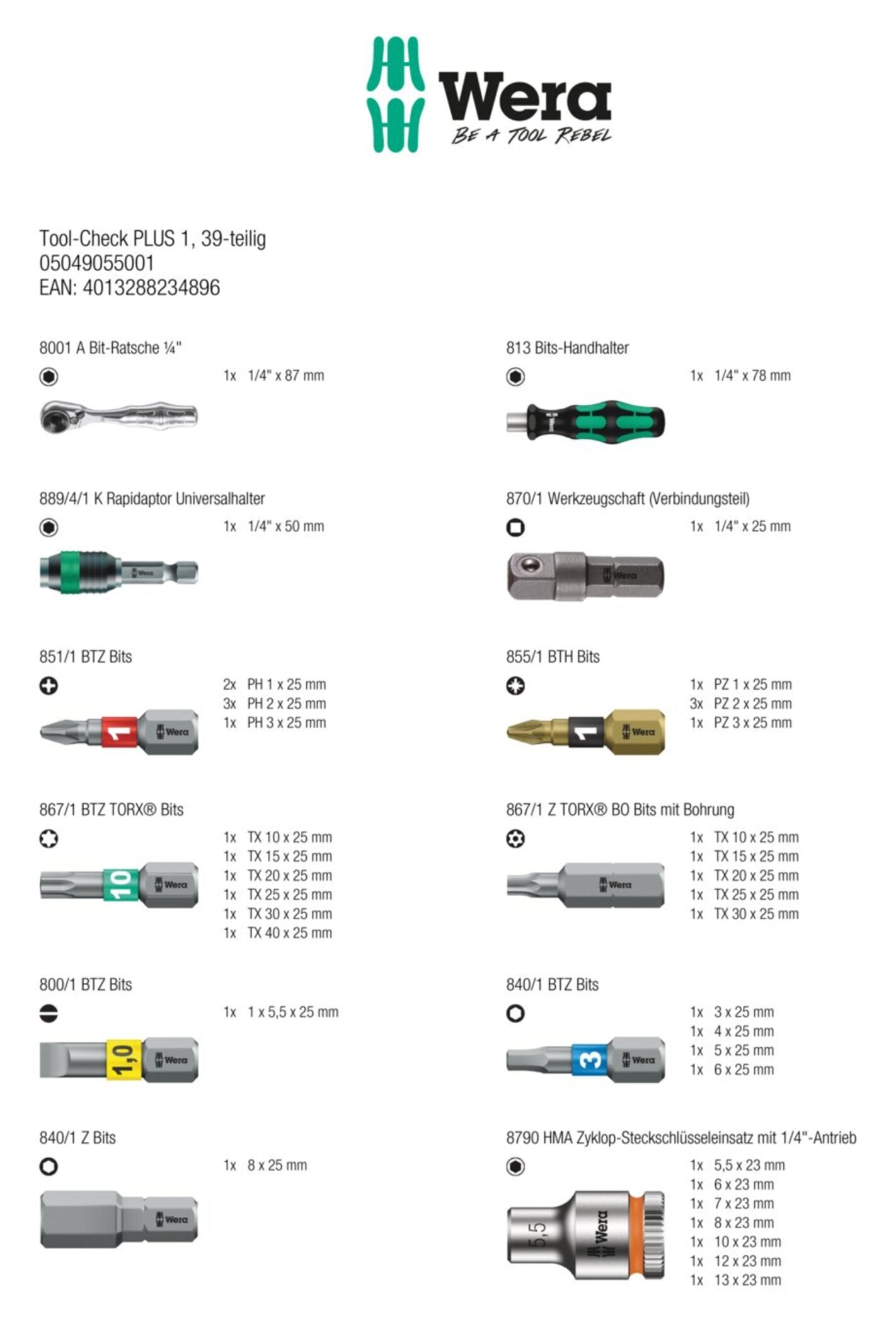 Set Scule Moto Tool-Check Plus 1 Wera - Compact, 39 piese