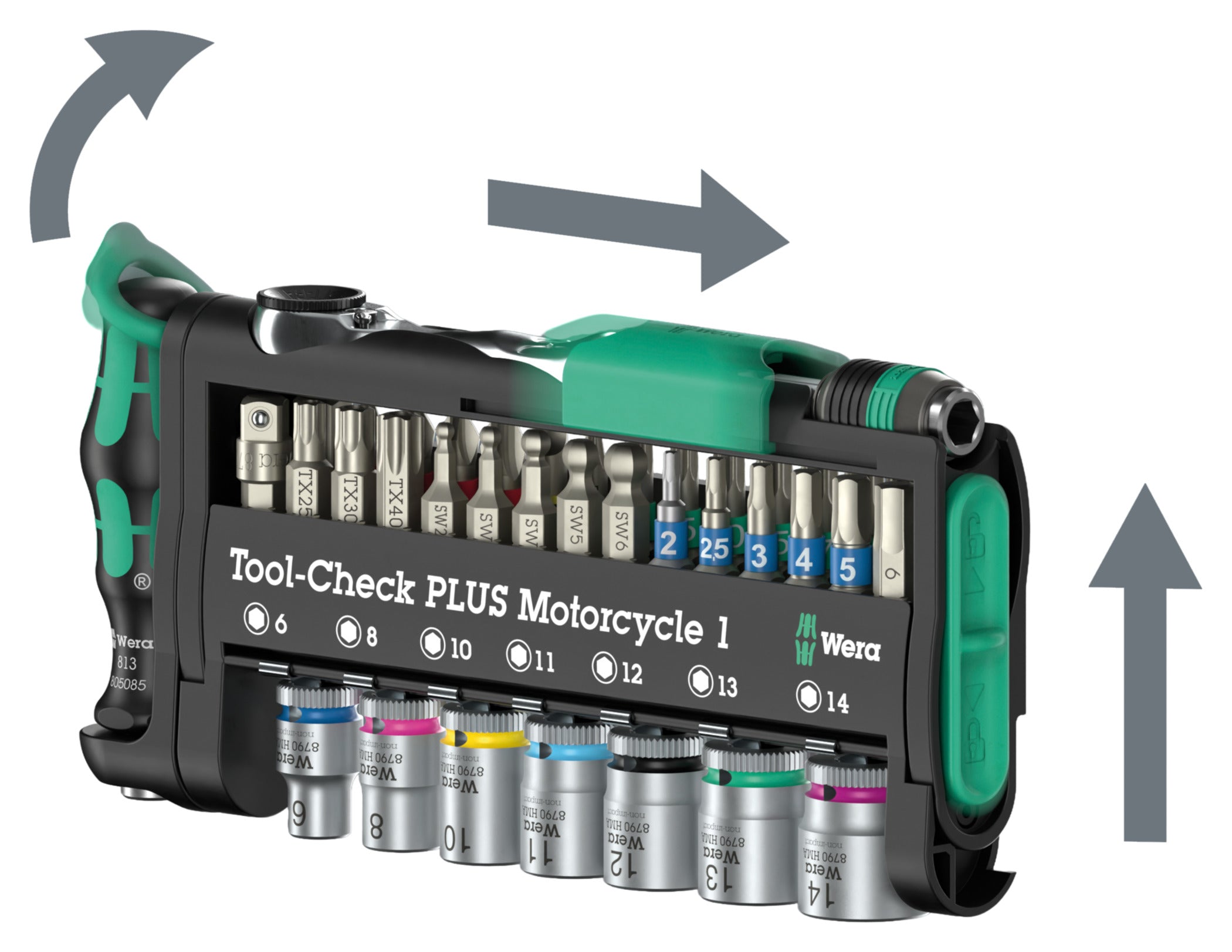 Set Scule Moto Tool-Check Plus Motorcycle 1 Wera - Compact, 40 Piese